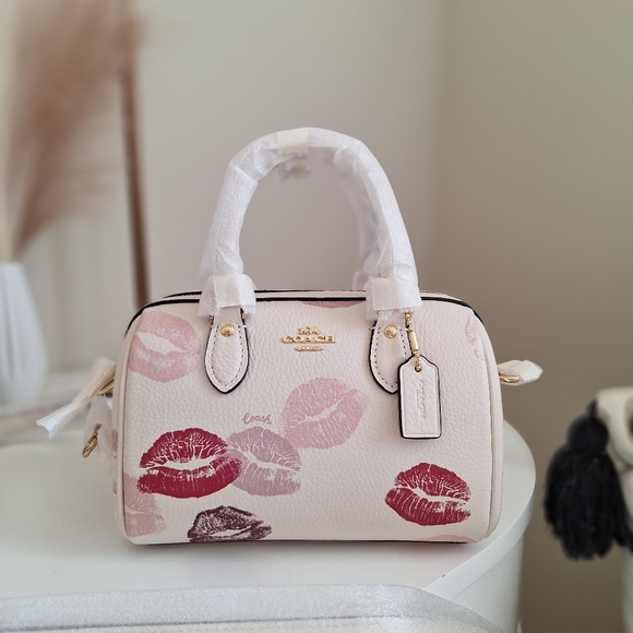 NWT Coach Mini Rowan Crossbody Bag With Lips Print CZ944 Brand New Packaged - Picture 1 of 13